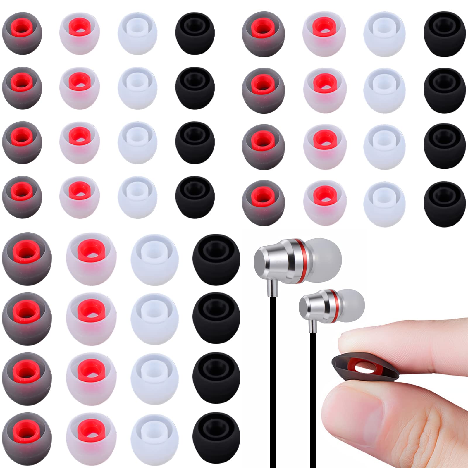48 Pieces Replacement Silicone Ear Plugs YUTOU Replacement Pads Ear Pads Noise Isolation Cover Headphone Attachments Ear Pads Compatible with Most In-Ear Headphones