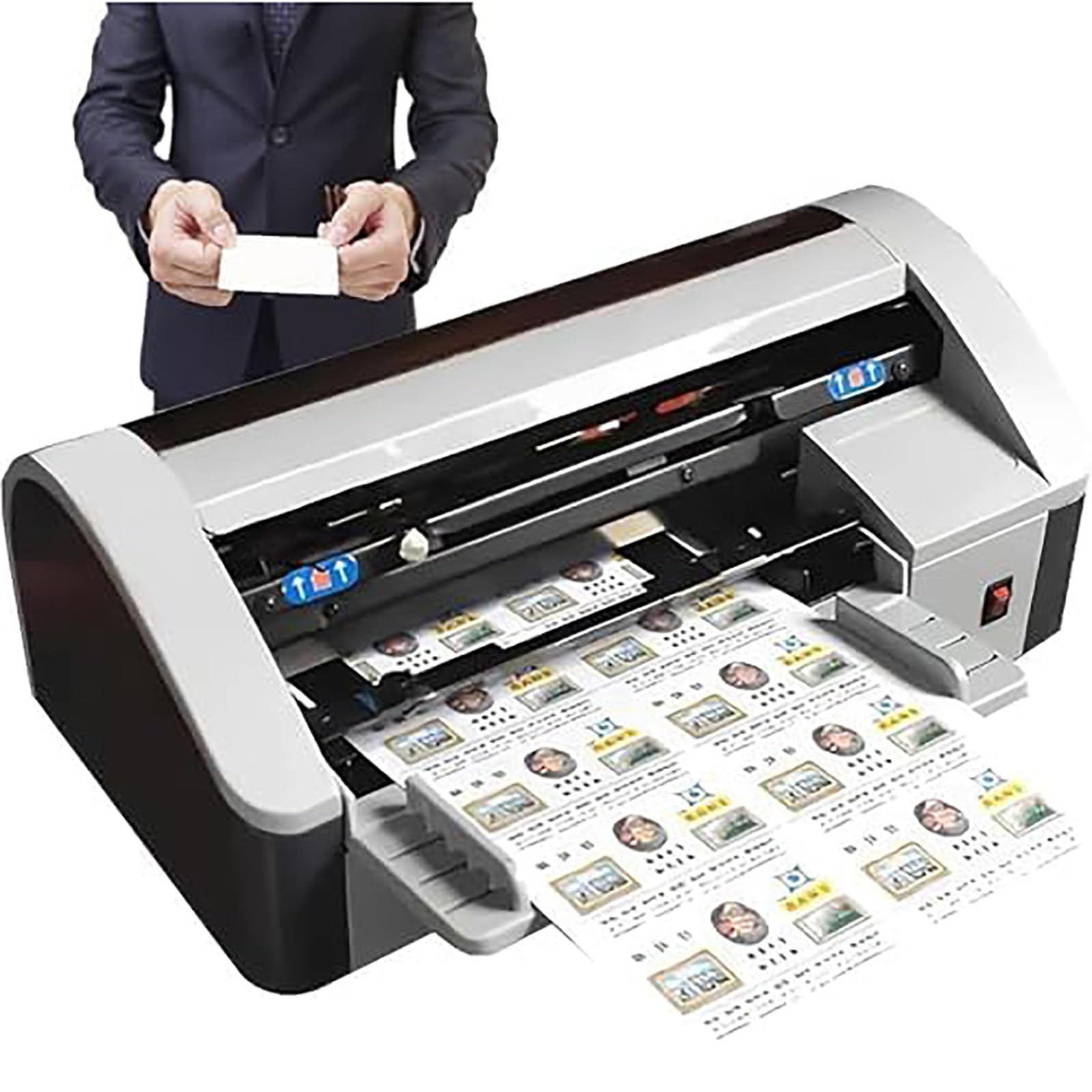 YXYLJOZ Automatic Electric Business Card Cutters - Adjustable Margin 5-15mm, 350 GSM Max Capacity, Cut 10 Cards per Sheet, Efficient Card Cutting Machine for Professionals.