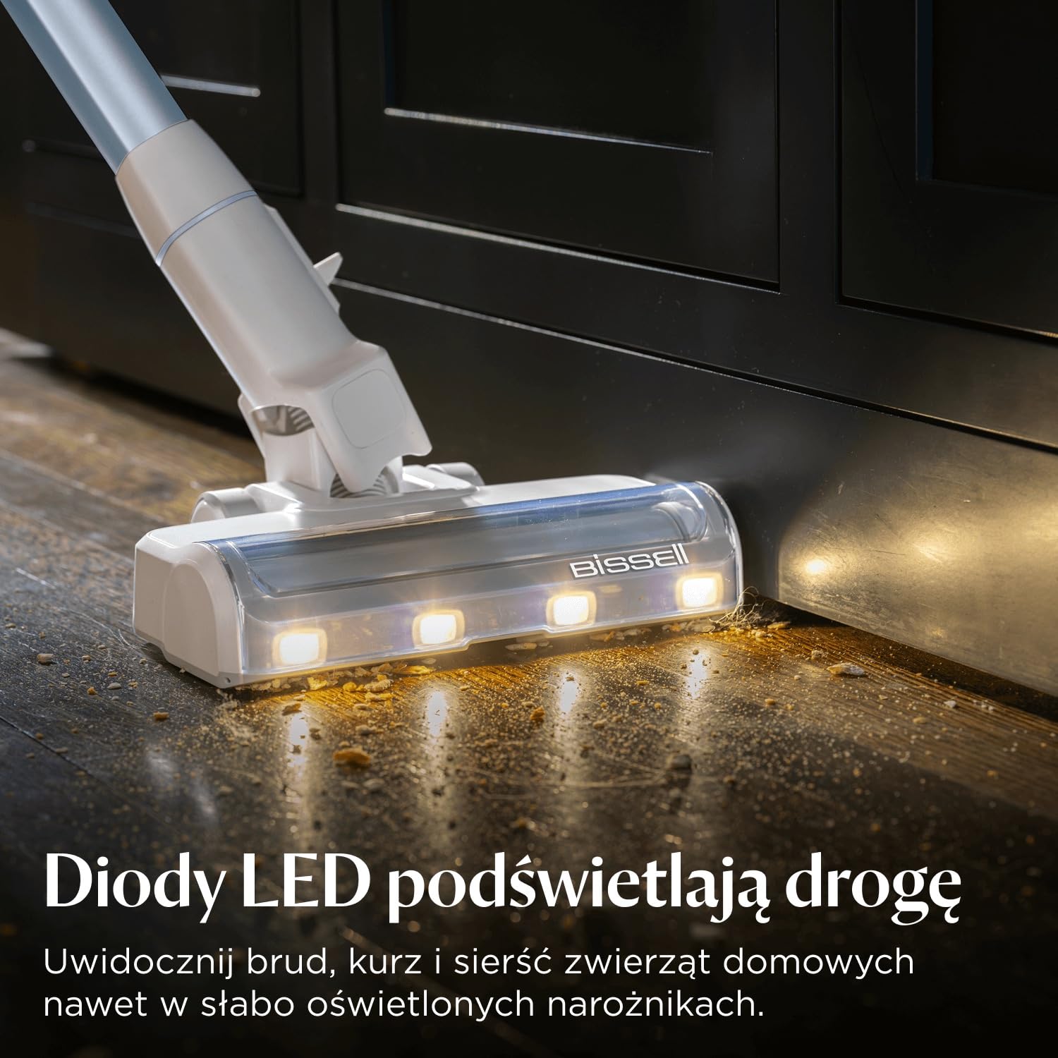 BISSELL PowerClean, odkurzacz pionowy, silnik 200 W, diody LED, nieplącząca się szczotka, odkurzacz 3 w 1, konstrukcja stojąca, filtr HEPA, wymienna bateria 2000 mAh, czas pracy 40 min, 4261N