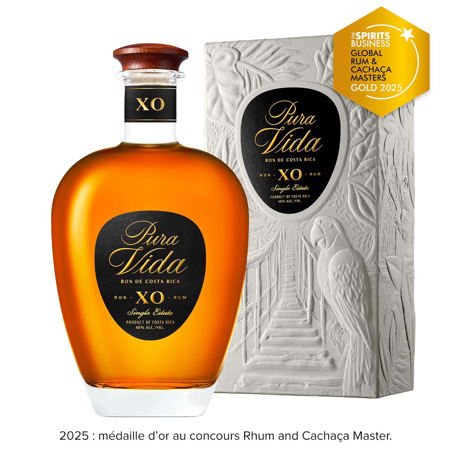 PURA VIDA - Rhum XO - Rhum Vieux - Médaille d’OR au Rum and Cachaça Masters 2025 - 40 % Alcool - Origine : Costa Rica - Bouteille 70 cl