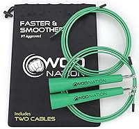 Vista 13 de WOD Nation Cuerda de saltar de velocidad ajustable para hombres, mujeres y niños - Cuerda de saltar de fitness ultrarrápida perfecta para boxeo