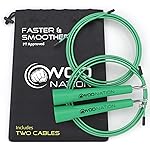WOD Nation Adjustable Speed Jump Rope - Custom Length for Home Gym Equipment - Speed Rope for Double Unders & Cardio Exercise - Versatile for Boxing, MMA & Home Gym Accessories - Green Steel