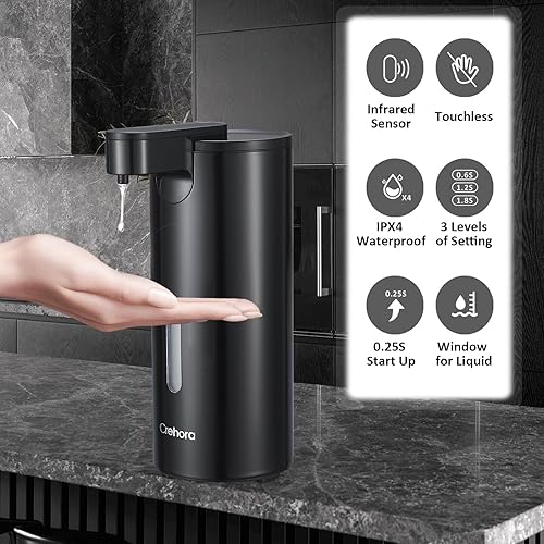 Miniatura 2 de Dispensador automático de jabón, dispensador automático de jabón sin contacto, cocina y baño, 3 volúmenes ajustables para jabón líquido, resistente