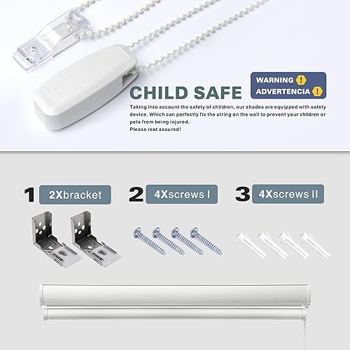 Miniatura 5 de ABOCIDE Persianas enrollables opacas con cable personalizadas, persianas enrollables para ventanas, bloqueo de luzprotección UV, fácil instalación