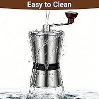 Vista 6 de Ceramic Burr Manual Coffee Grinder with 8 Adjustable Coarseness Settings for Cold Brew Espresso Beans French Press Pour Over Drip Stainless Steel