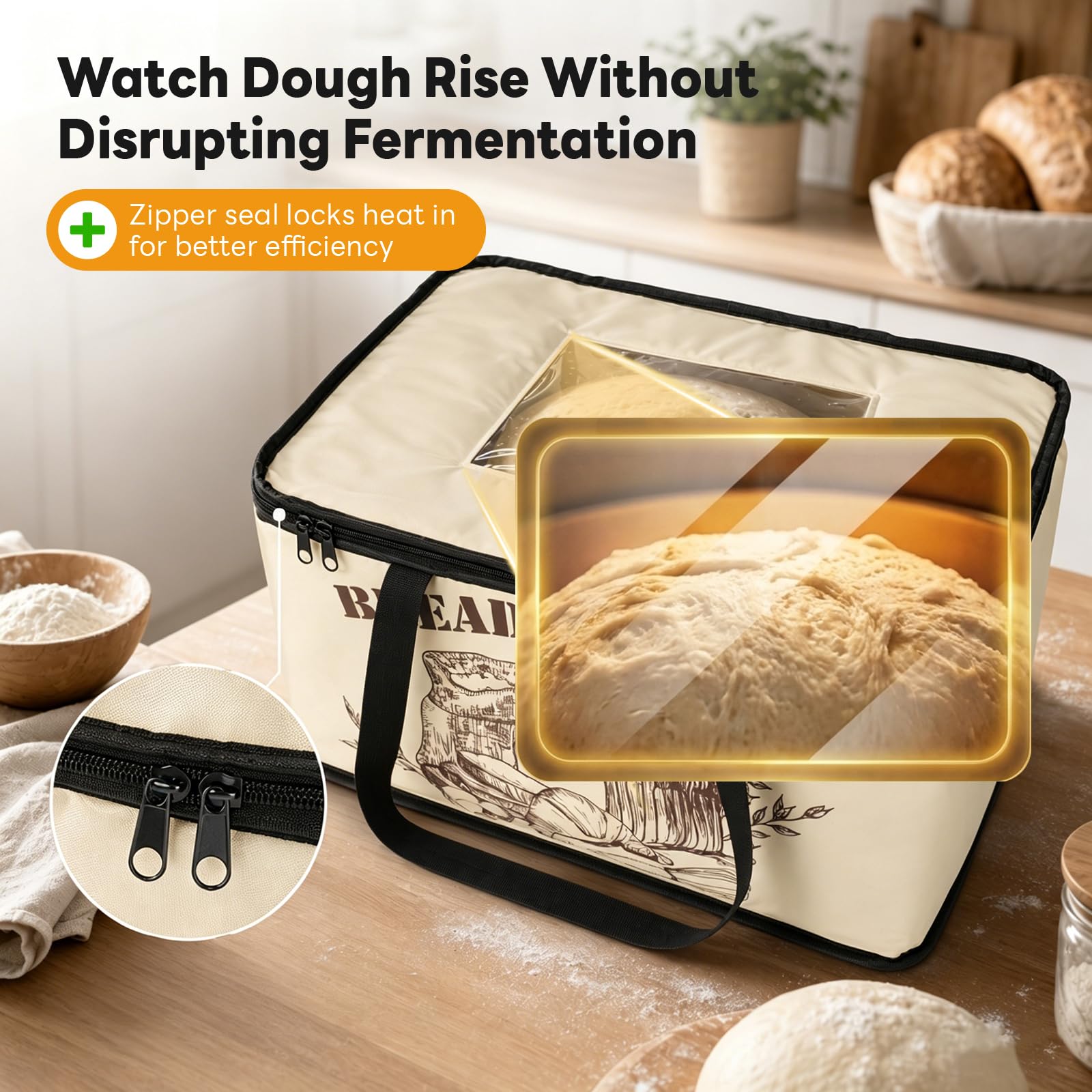 32L Pain Chauffe Levain Chambre de Pousse avec NTC Capteur et Grille Refroidissement,Chambre de Pousse Boulangerie avec 10–55 °C Temperatur & 48 Heures Minuteur,pour Pain,Pizza,Yaourt