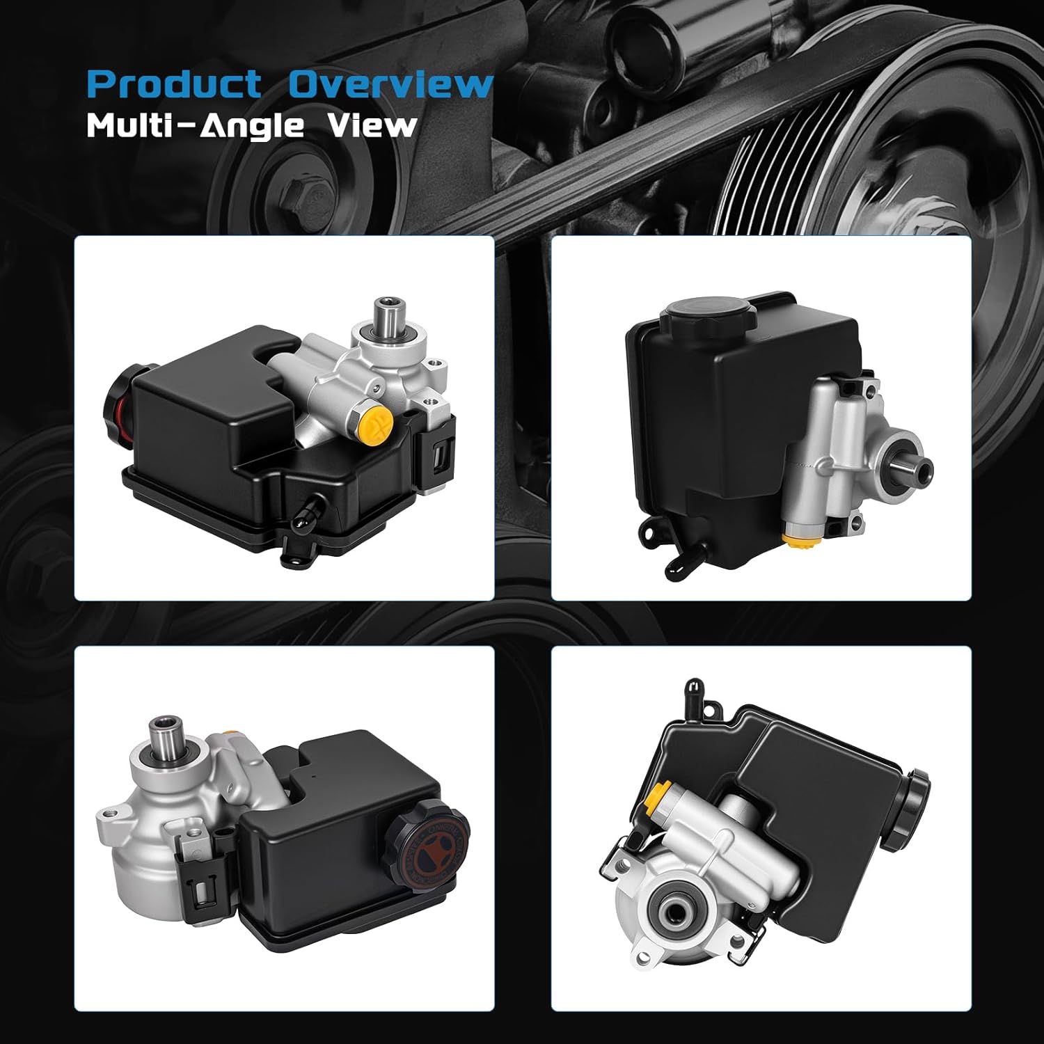 KELOKE Power Steering Pump, with Reservoir, Compatible with Chevrolet Impala/Monte Carlo 2004-2005 & Pontiac Grand Prix 2004-2008 & Buick Allure/LaCrosse 2005-2009. V6 3.8L. Replace# 2055982 26121577