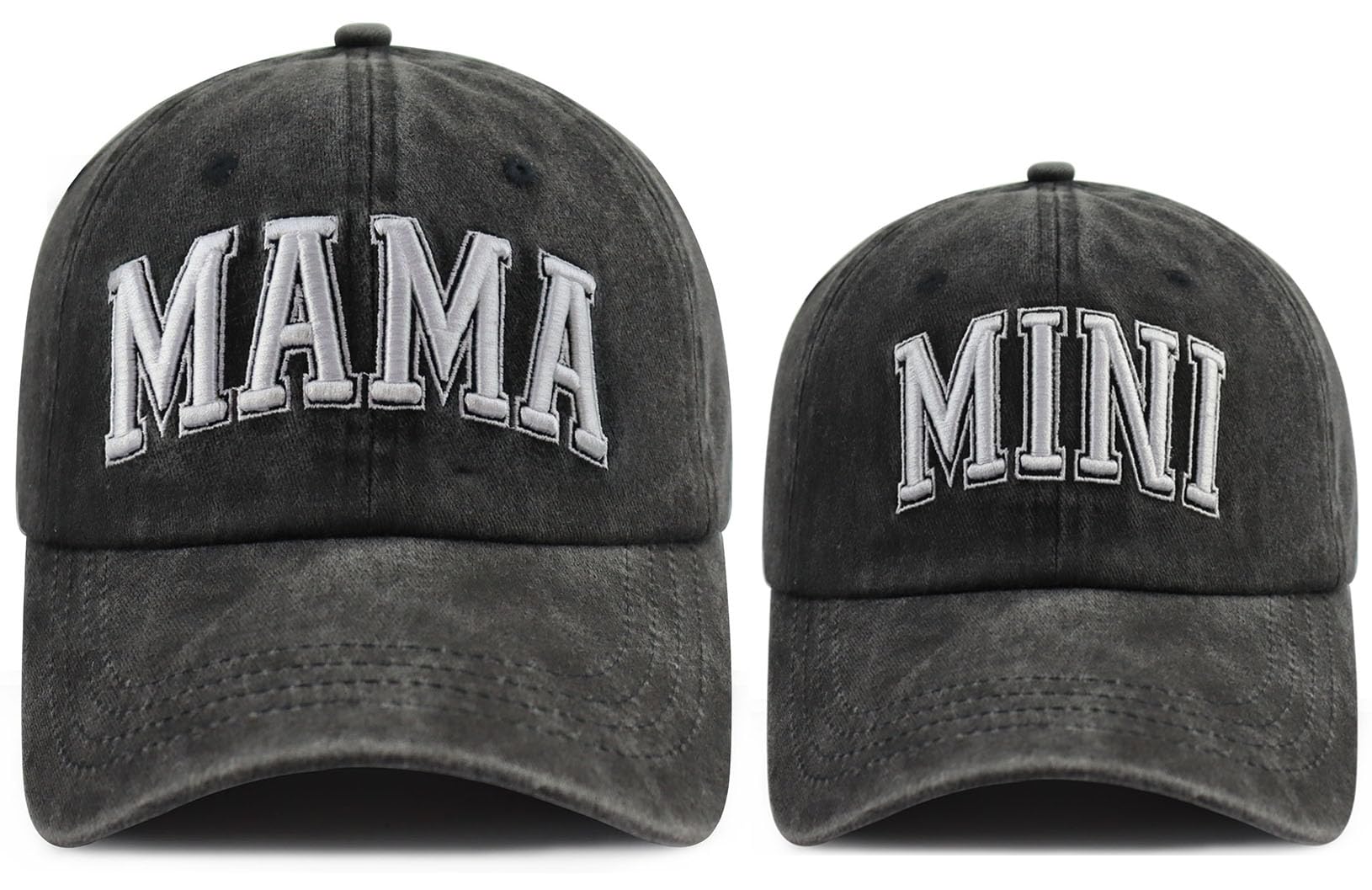 XucamtyFunny Embroidered Mama and Mini Hat for Mom Kid, Adjustable Matching Parent-Child Baseball Cap Set of 2