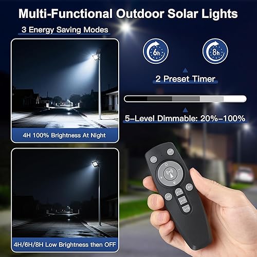 Miniatura 5 de Solar Flood Lights Outdoor, Solar Lights with Dual LED Head & USB Output Charger, 15000LM 6500K Split Type Street Lights, Dusk to Dawn Outdoor