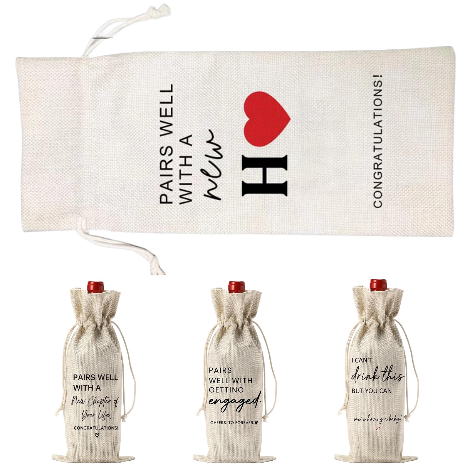 MALSSE Decorative Handcrafted Bottle Cover Crafted From Sturdy Cotton Linen Wine Bottle Protectors for Event and Storage Holiday Wine Gift Wrapping