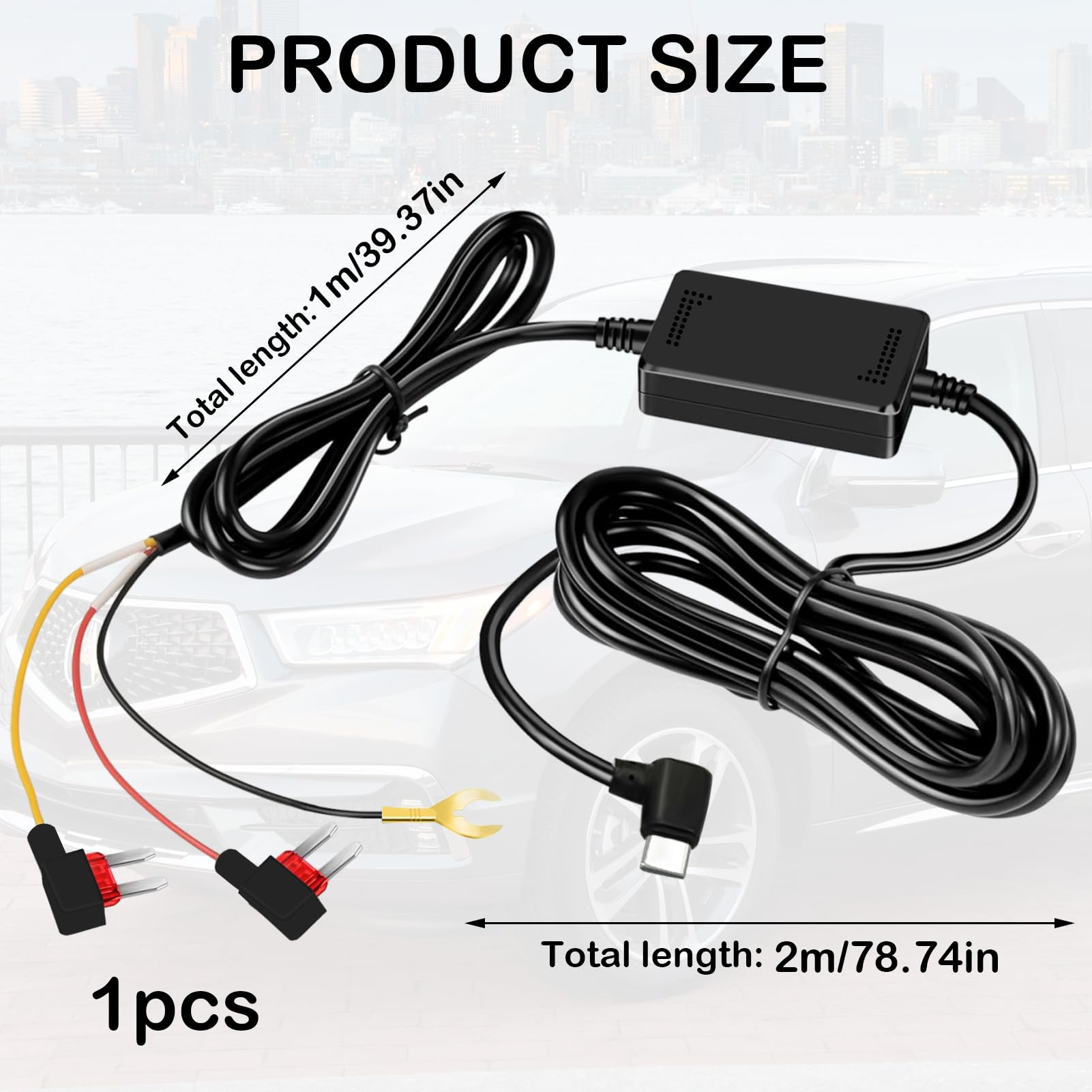 12V 1A 2A DC 5.5x2.1mm Cavo Adattatore Per Caricabatterie Per Auto Cavo Retrattile Jack Cc Ad Angolo Retto Con Fusibile 1.5m - Foto 2