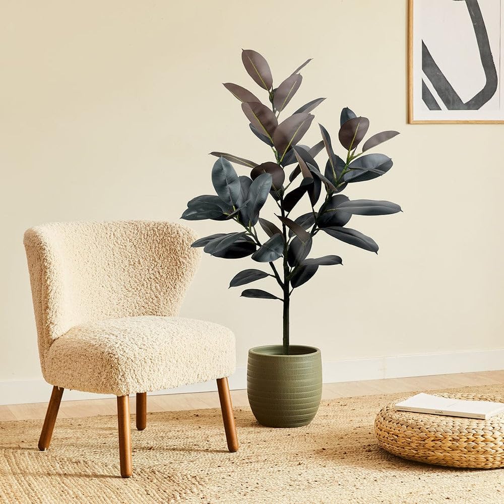 BLAINE Piante Finte da Interno Ficus Lyrata 130 cm Aspetto Iperrealistico per Decorazione Casa e Ufficio Senza Manutenzione