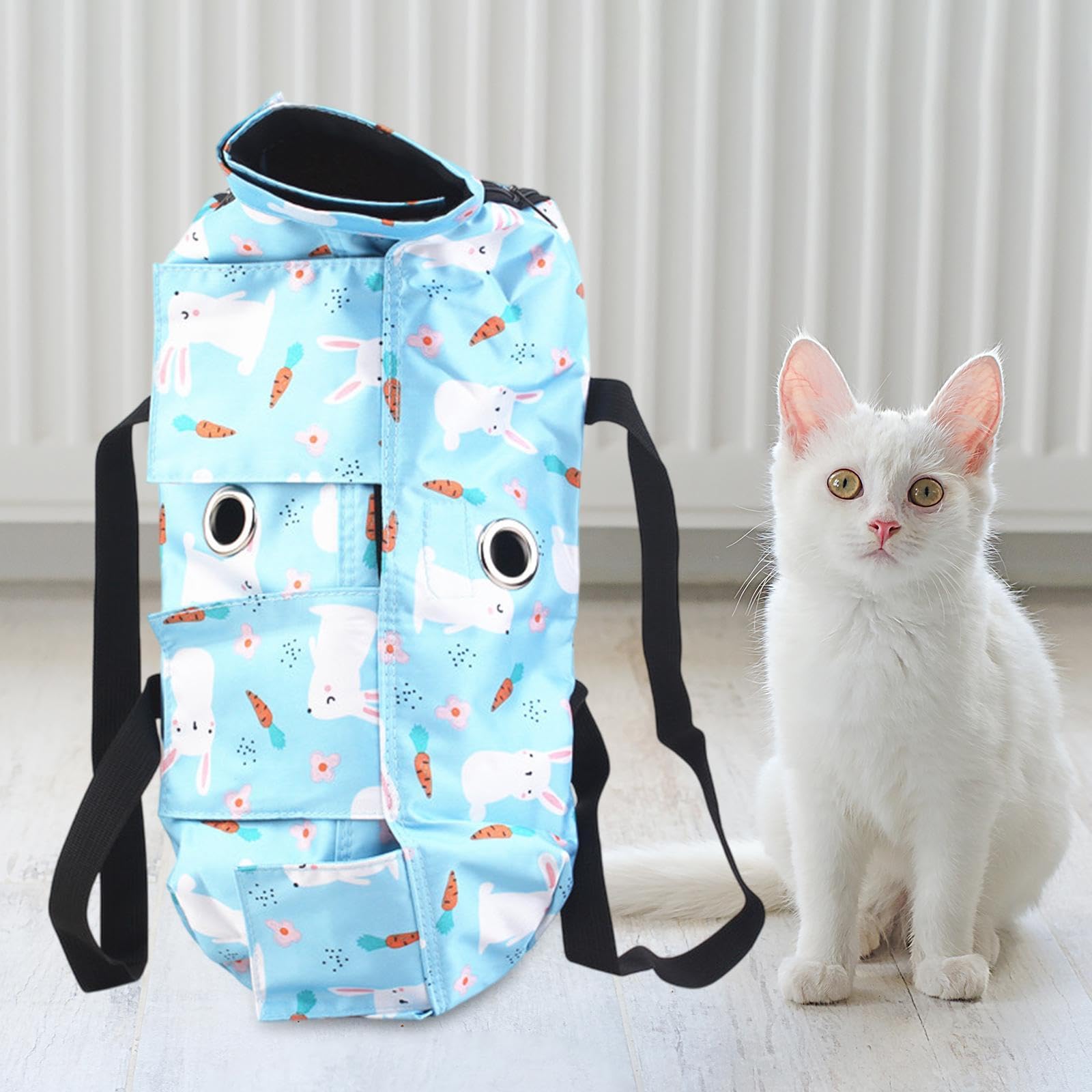 Transportín Multiusos para Gatos, Ideal para El Cuidado de Uñas Y Orejas, Azul
