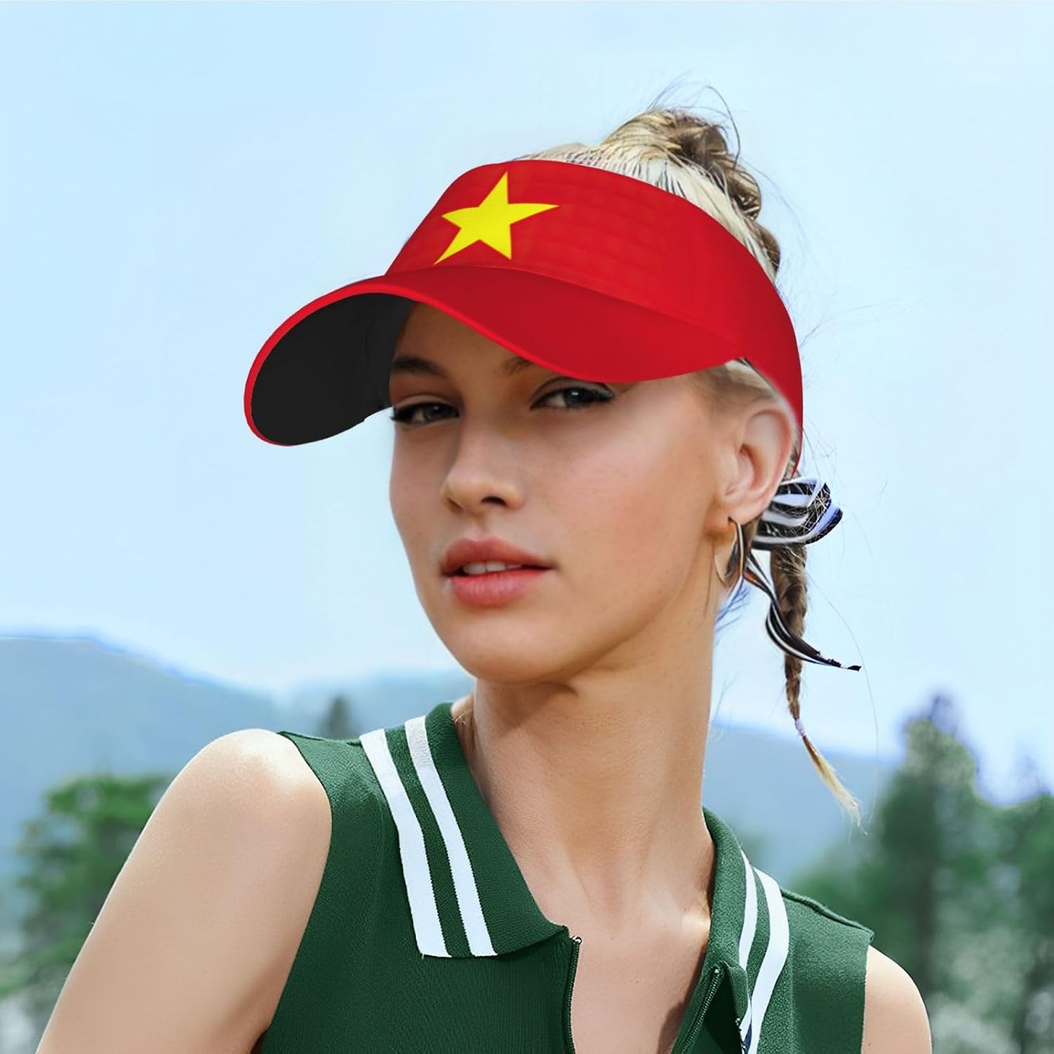 Print Sports Sun Visor Hats Adjustable Adult Sunscreen Visor Cap for Men Women. Black