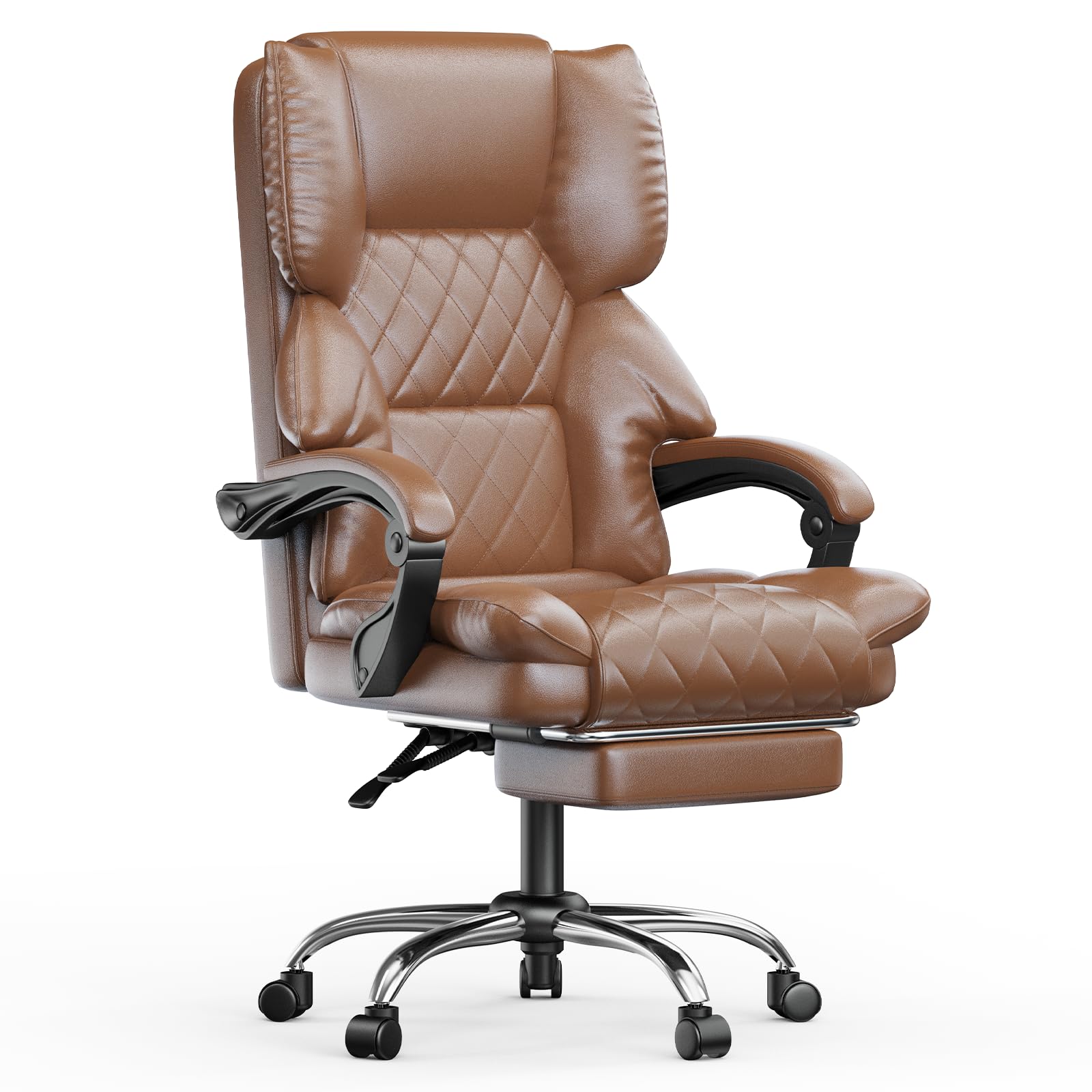 naspaluro Chefsessel Bürostuhl mit Fußstütze, Schreibtischstuhl Ergonomisch, PU Leder