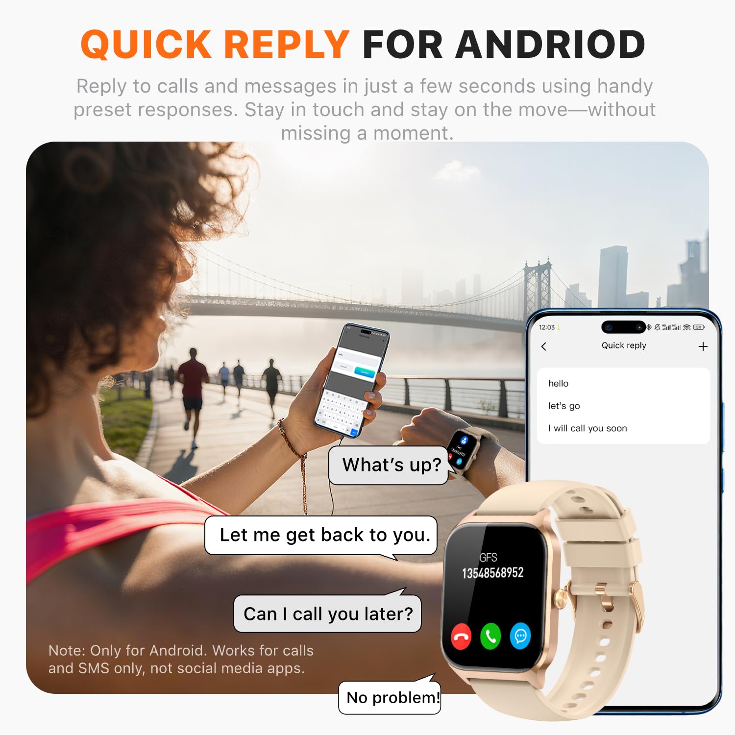 Kriutefy Smart Watch for Women Men - Answer/Make Call, Fitness Tracker Smartwatch for Android iPhone Compatible, Sleep Female Cycle, 120+ Sports Modes Step Counter (Champagne Gold, 2 Straps) - 4