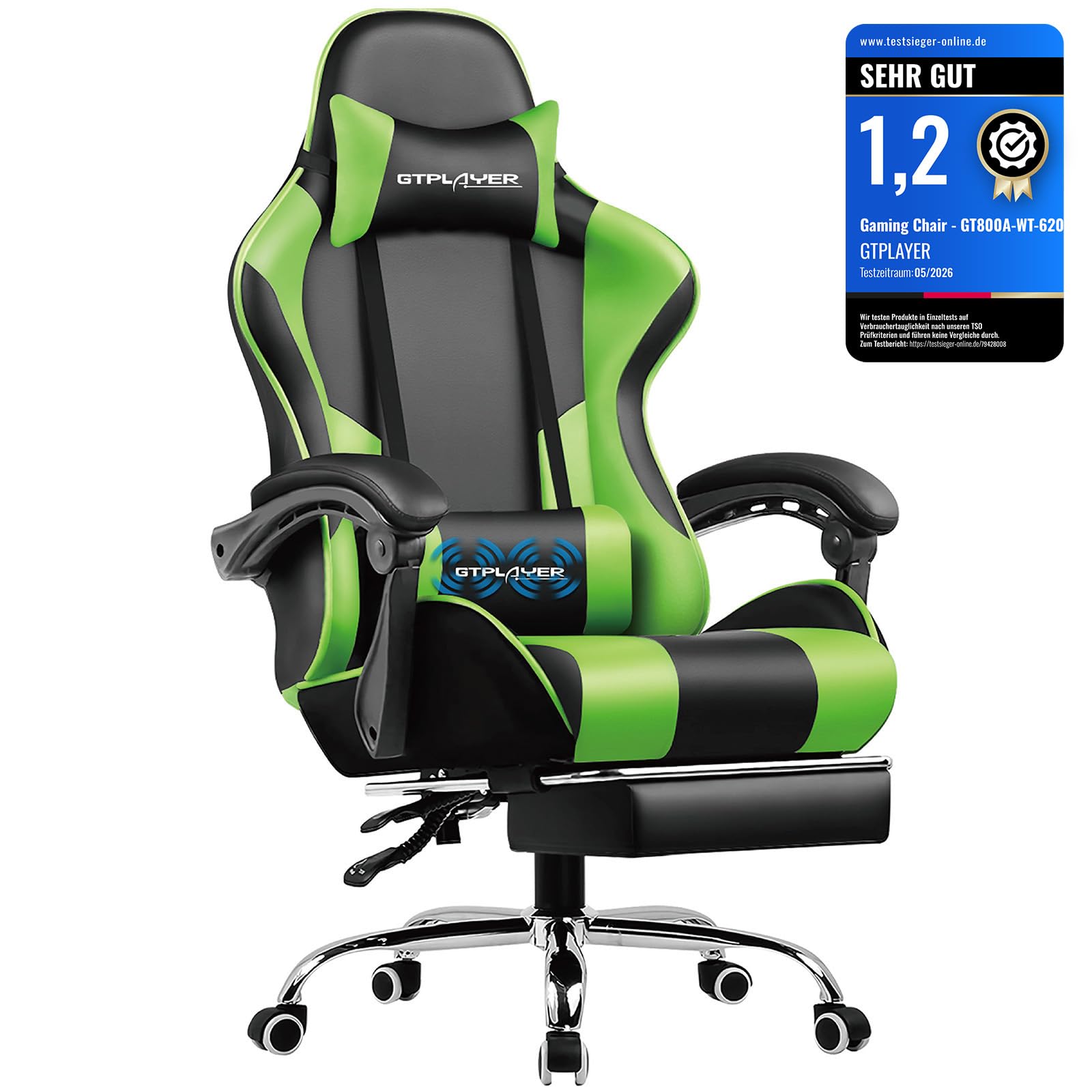 Gtplayer Bürostuhl Gaming Stuhl Massage Gaming Sessel Ergonomischer Gamer Stuhl mit Fußstütze