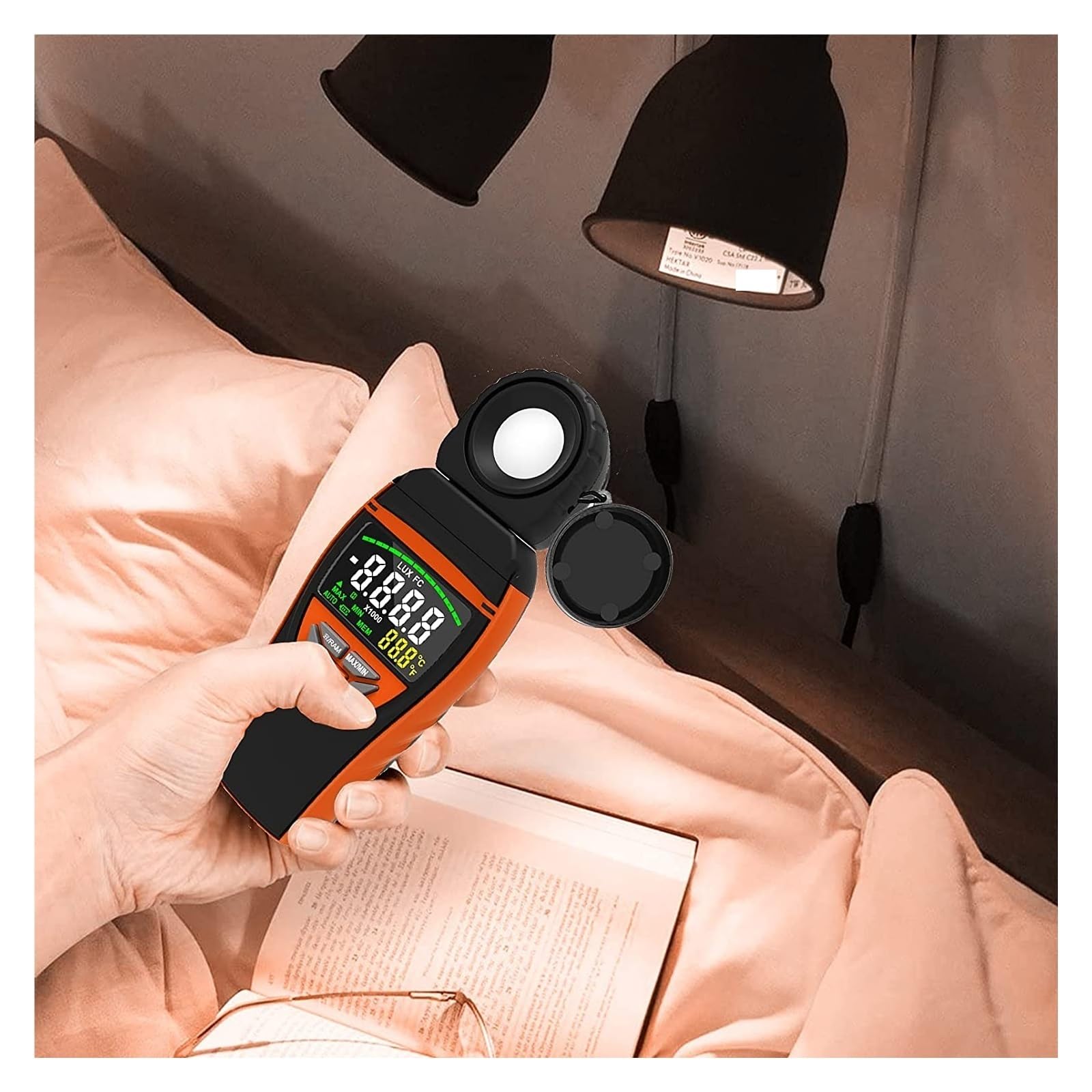 Luxómetro Portátil, Medidor de lux digital BT-8801A Probador de intensidad de luz portátil de 1 a 400 000 lux