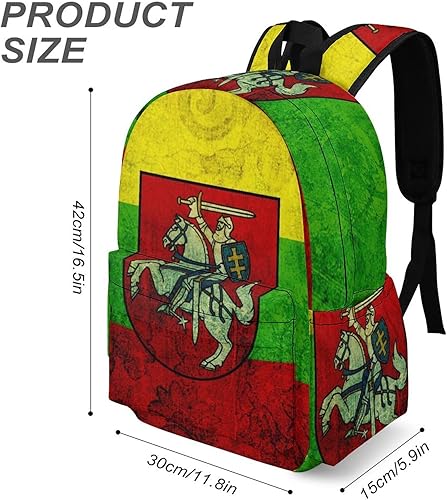 Miniatura 3 de Mochila de viaje con bandera lituana, ligera, de 16.5 pulgadas, para computadora portátil, mochila casual para hombres y mujeres