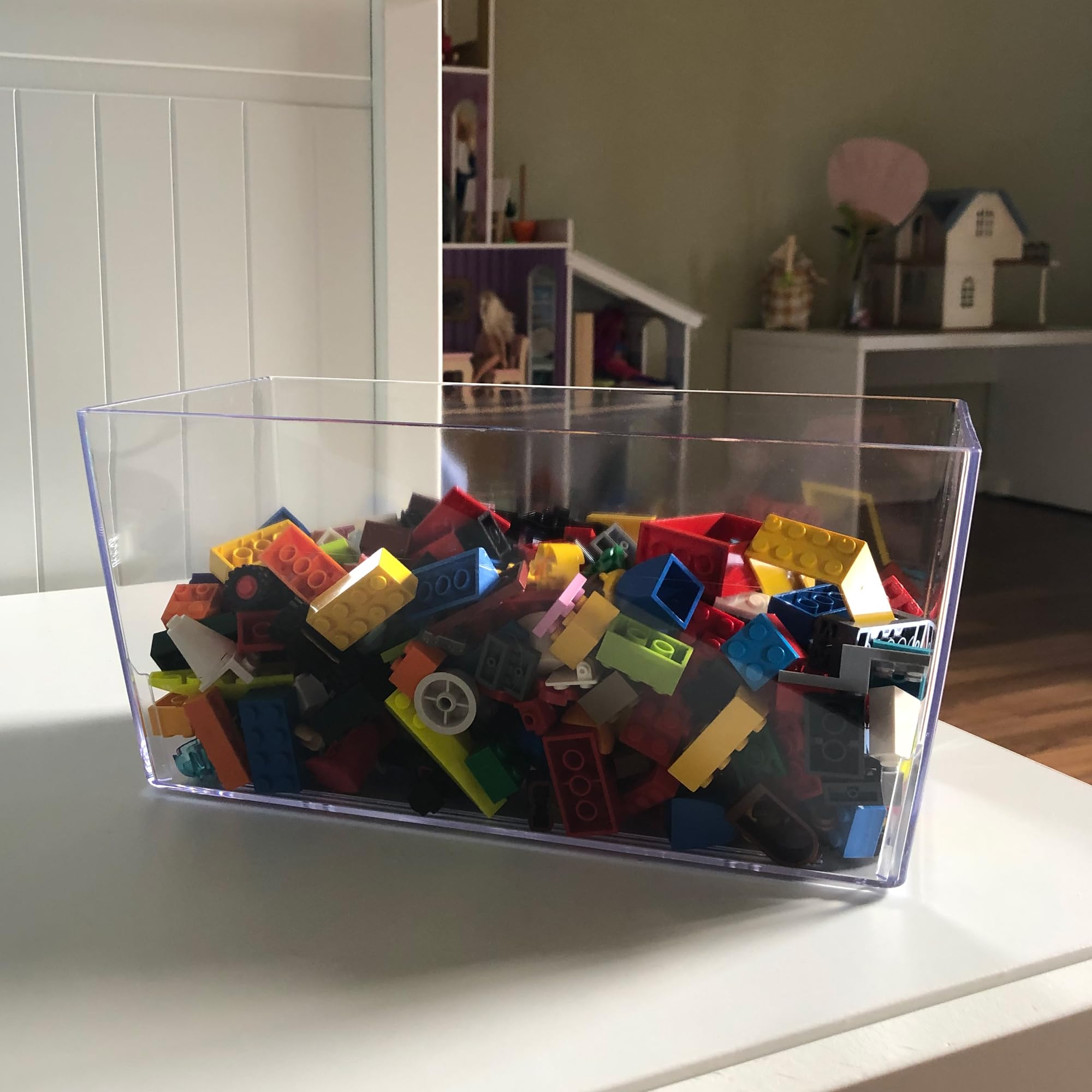 Vaso Plastica Trasparente Rettangolare realizzato in plastica riciclata e riciclabile, vaso per piante da interno ed esterno, (30cm x 15cm x 14cm) (Confezione da 2)