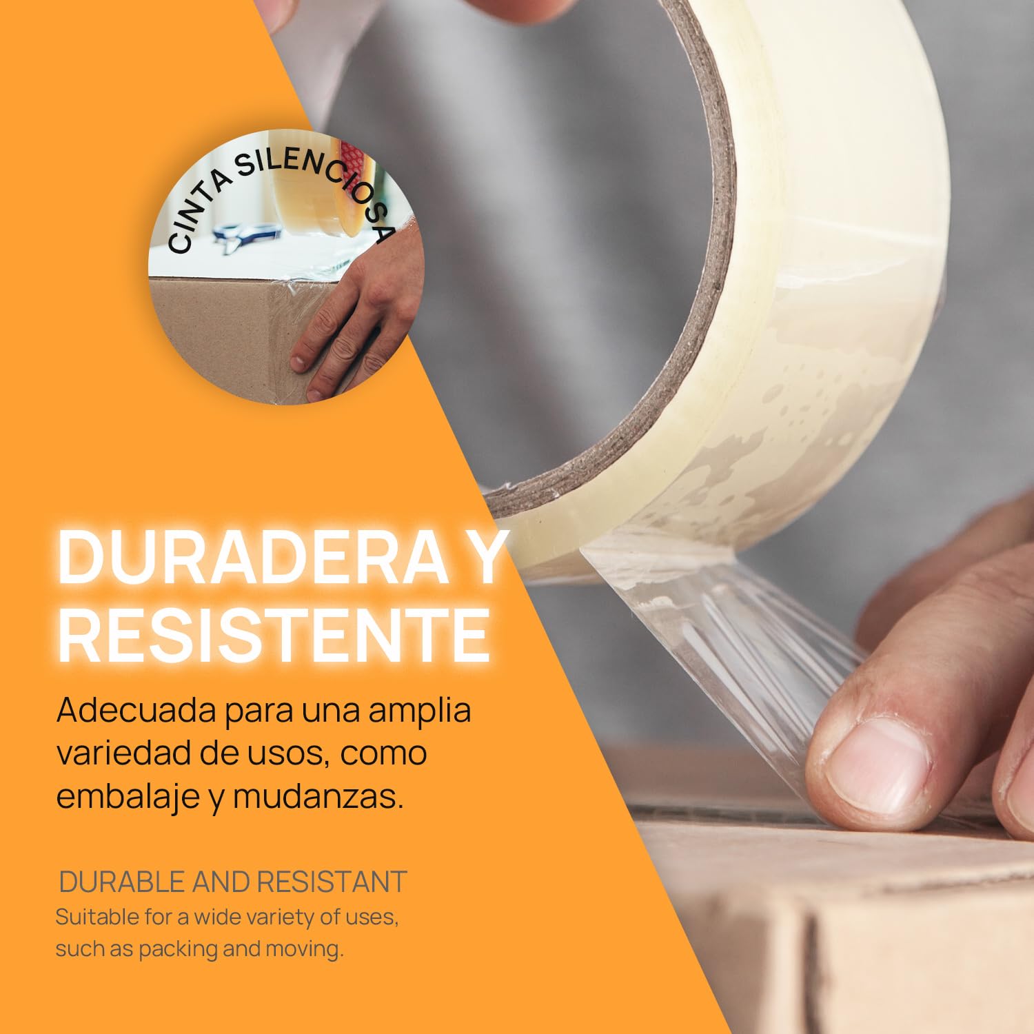 Cinta Embalar, Cinta Adhesiva Transparente, Precinto Embalar, Cinta de Embalar Cajas Mudanza y de Envío, Cinta Embalaje Transparente Ancha 48 mm x 120 m - SIDI (24 uds)