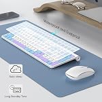 JOYACCESS Wireless Keyboard and Mouse,Ergonomic Keyboard Wireless,Dustproof and Portable,Number Keypad, Adjustable DPI Computer Keyboard Mouse for Laptop,PC, Windows- Purple Blue