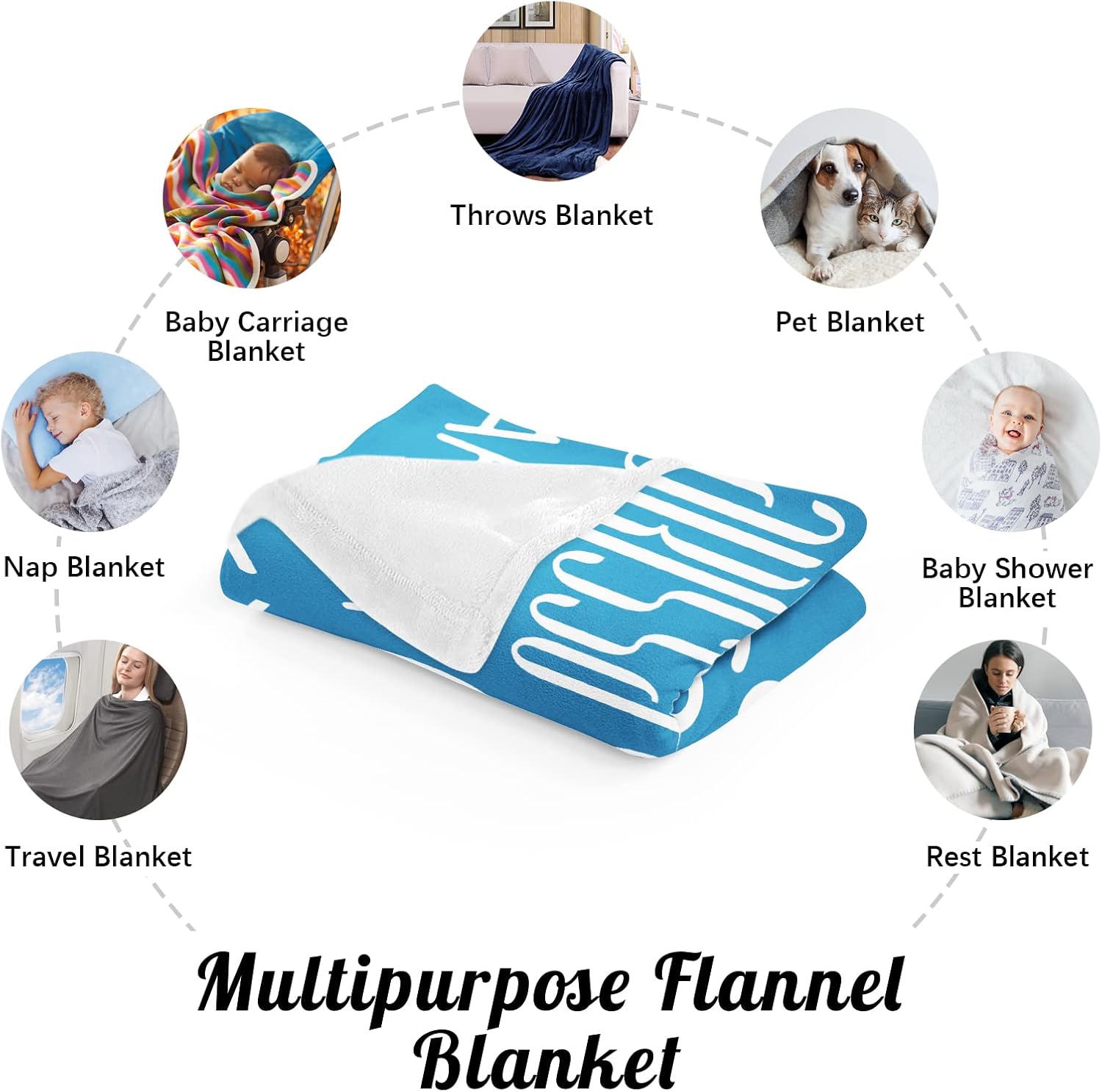 Personalized Baby Blanket with Name for Kids, Custom Super Soft Name Blanket for Boys Girls Cozy Warm Name Nap Blanket for Grandson Flannel Personalized Name Gift for Mom Dad Throws Blanket for Lover