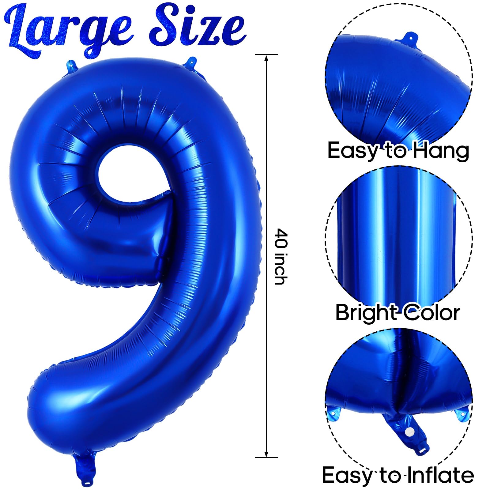Amazon.com: Navy blue Number 9 Balloon 40 Inch, Big Large Foil