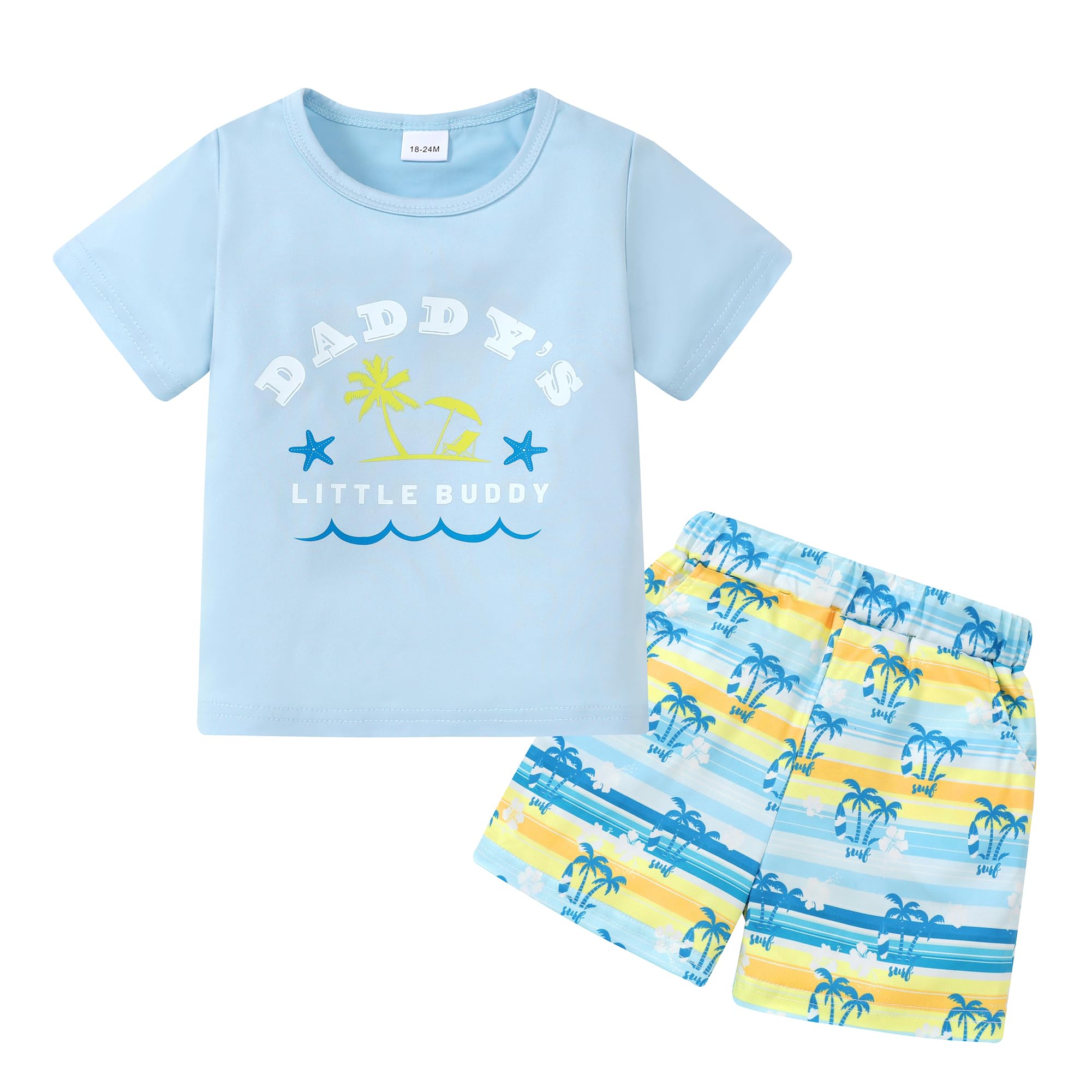 YUEMION Conjunto casual de verano para bebé de 1 a 5 años, camiseta de manga corta + pantalones cortos, 2 piezas