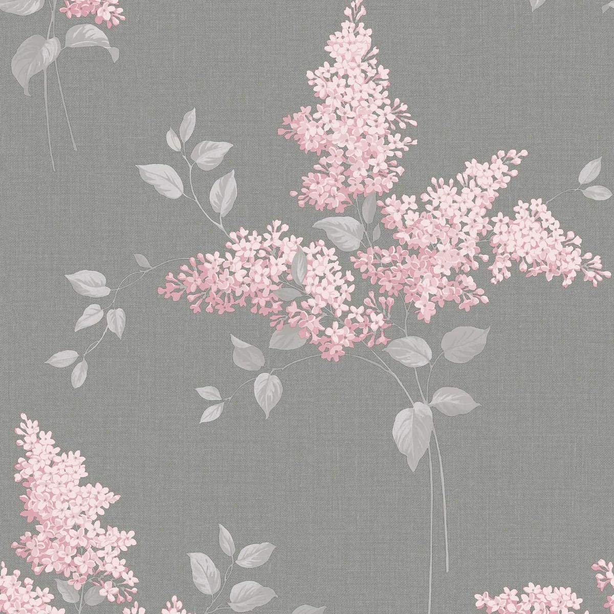 Belgravia Decor Pink/Grey Phoebe Floral Wallpaper - Leaves - Belgravia 59001 10.05M
