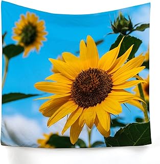 KnSam Tapiz de pared de poliéster, 180 x 230 cm, diseño de girasoles, color amarillo