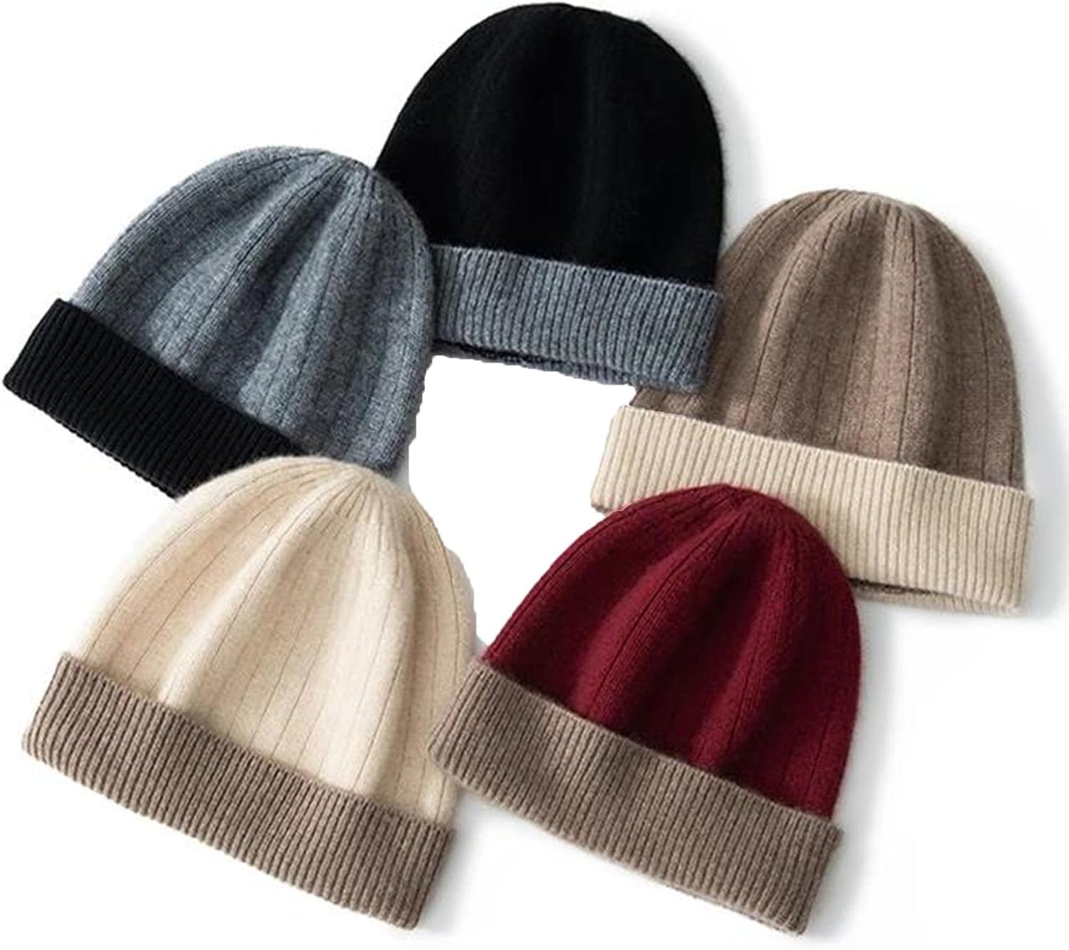Women's Lightweight Warm Casual Slouchy Beanie Men's Soft Cozy Color Block Stretchy Knit Hat for Cold Weather