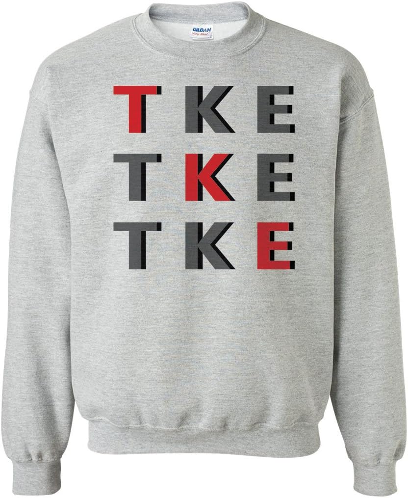 TKE TKE TKE Gray Crew Neck Sweatshirt- Tau Kappa Epsilon