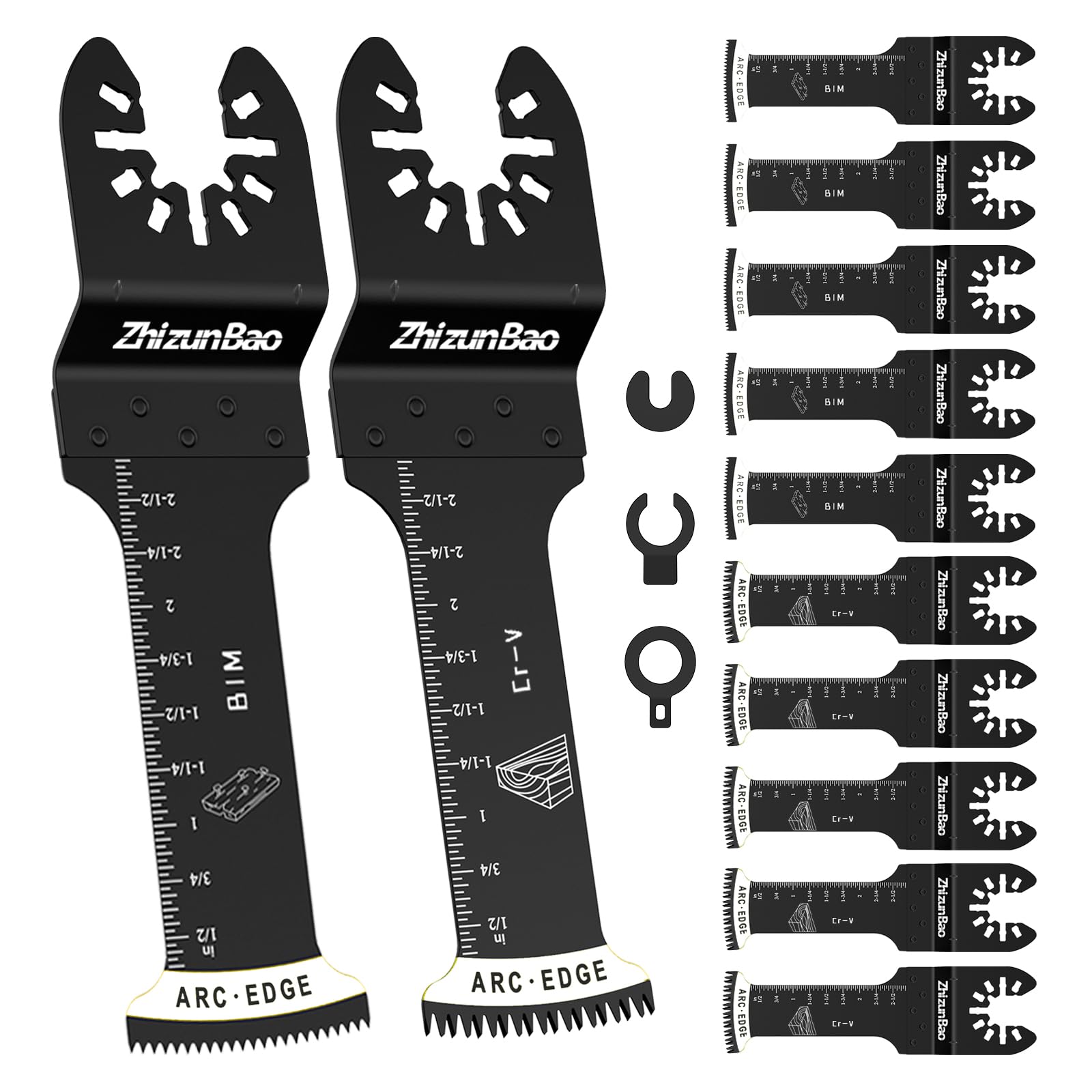 12PCS 4-3/4" Extra Long Multi Tool Blades Kits: Arc Edge Oscillating Saw Blades, Bi-Metal for Soft Metal, and Japanese Tooth for Wood Cutting. Universally Compatible with Oscillating Tools