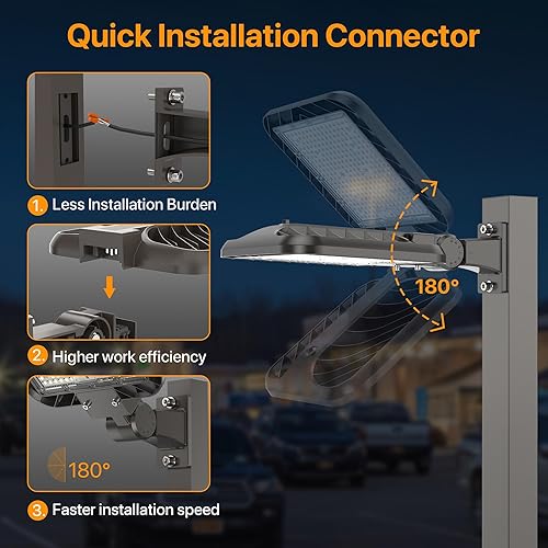 Miniatura 7 de Luces de estacionamiento de 240 W 36000 lm de montaje de brazo ajustable para exteriores con fotocélula del atardecer al amanecer, diseño de