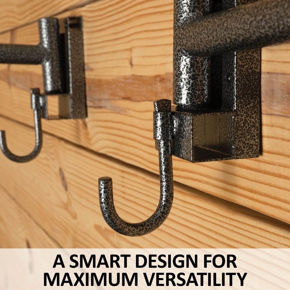 Schneiders Easy-Up Pro Mounted Swing-Out Saddle Pad Rack with Hook | 28-Inch Swivel Arms | Rust-Resistant Finish | Easy Installation | Set of 2 | Color Gray Armor