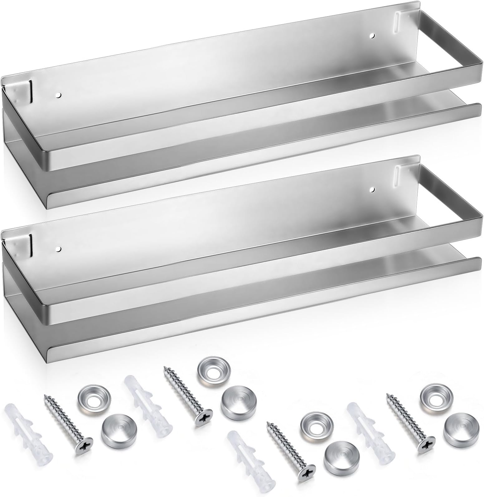 Lallisa 2 Pieces Stainless Steel Shelf Bathroom Shower Floating Shelves Wall Mounted Shower Caddy Basket Shelf Storage Organizer Shelves for Bathroom, Kitchen, Living Room(11.81 Inch/ 30 cm,Silver)