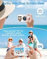 Vista 4 de 5K Digital Camera, 80MP Dual Screen Autofocus Vlogging Camera, 18X Zoom Point and Shoot Camera for Photography, Flash, 32GB Card, 2