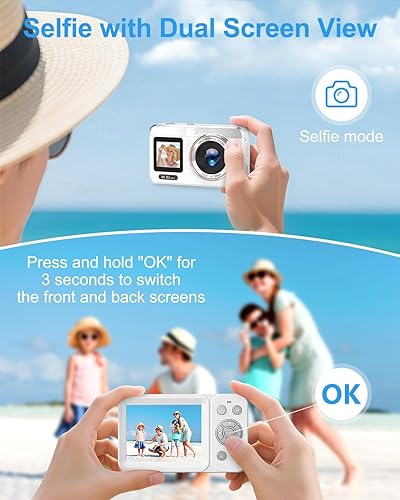 Miniatura 4 de 5K Digital Camera, 80MP Dual Screen Autofocus Vlogging Camera, 18X Zoom Point and Shoot Camera for Photography, Flash, 32GB Card, 2