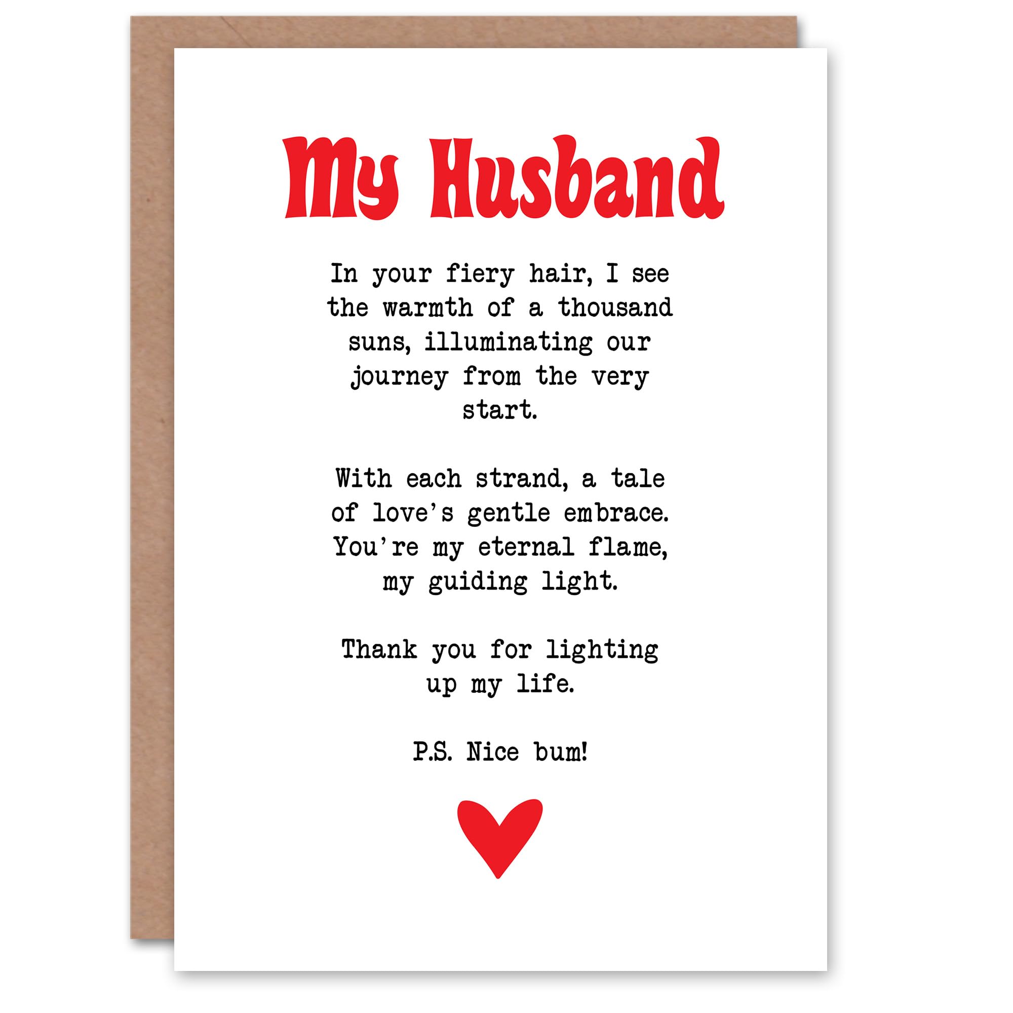 Artery8 Greeting Card Love Poem Ginger Husband Romantic Funny For Him Man Anniversary Card