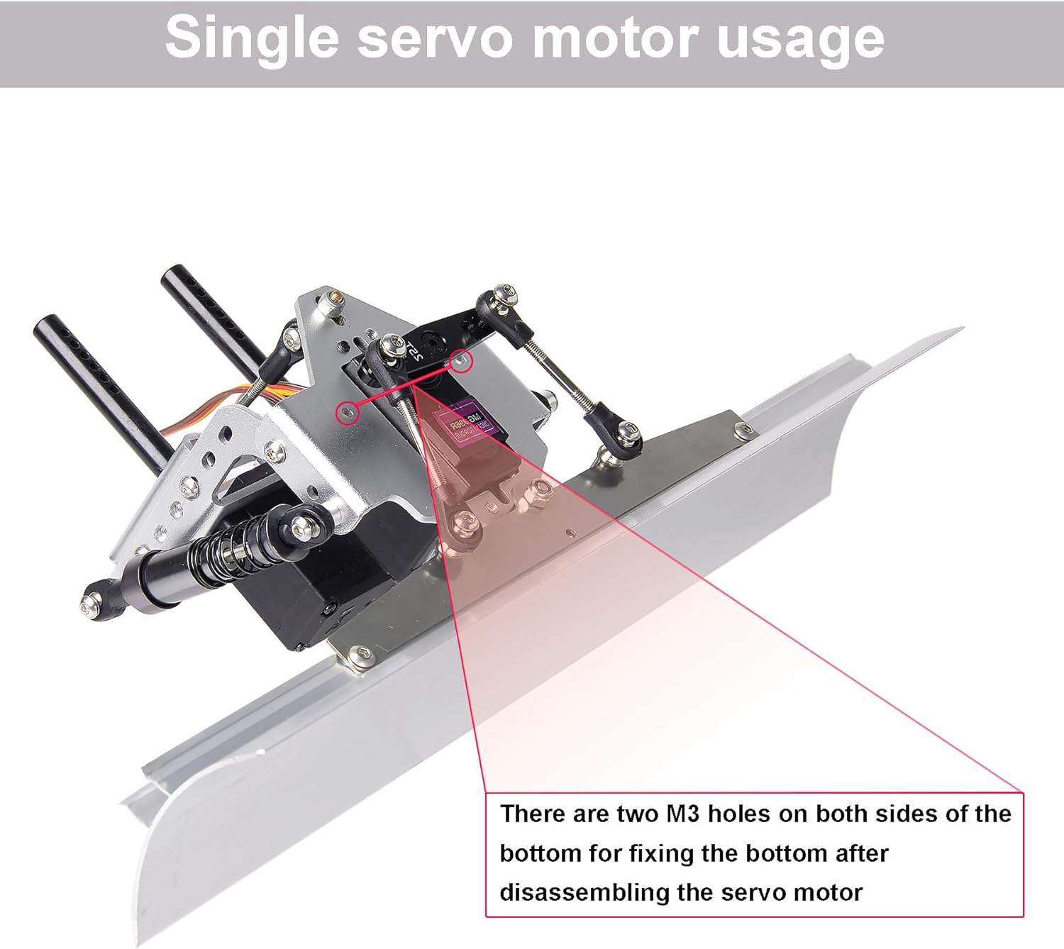 Aluminum RC 1/10 Snow Shovel/Snow Plow kit with Servo Motor for 1/10 TRX4 SCX10 II Redcat Gen8 RC Crawler Car(Silvery)
