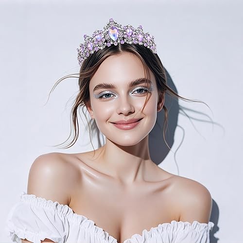 Miniatura 3 de Kamirola Corona barroca de reina, corona nupcial de diamantes de imitación y tiaras diadema de cristal para cumpleaños, graduación, concurso,