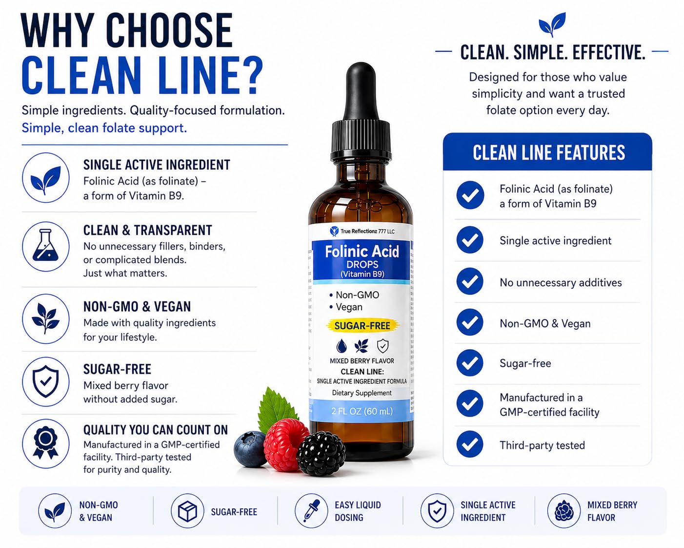 Folinic Acid Drops Kids & Adults - 500mcg Vitamin B9 Liquid Kids 60 mL | Methylation Support Supplement | Bioavailable Folate | Sugar Free, Non-GMO, Vegan | Gentle Methylation — Amazon image 8