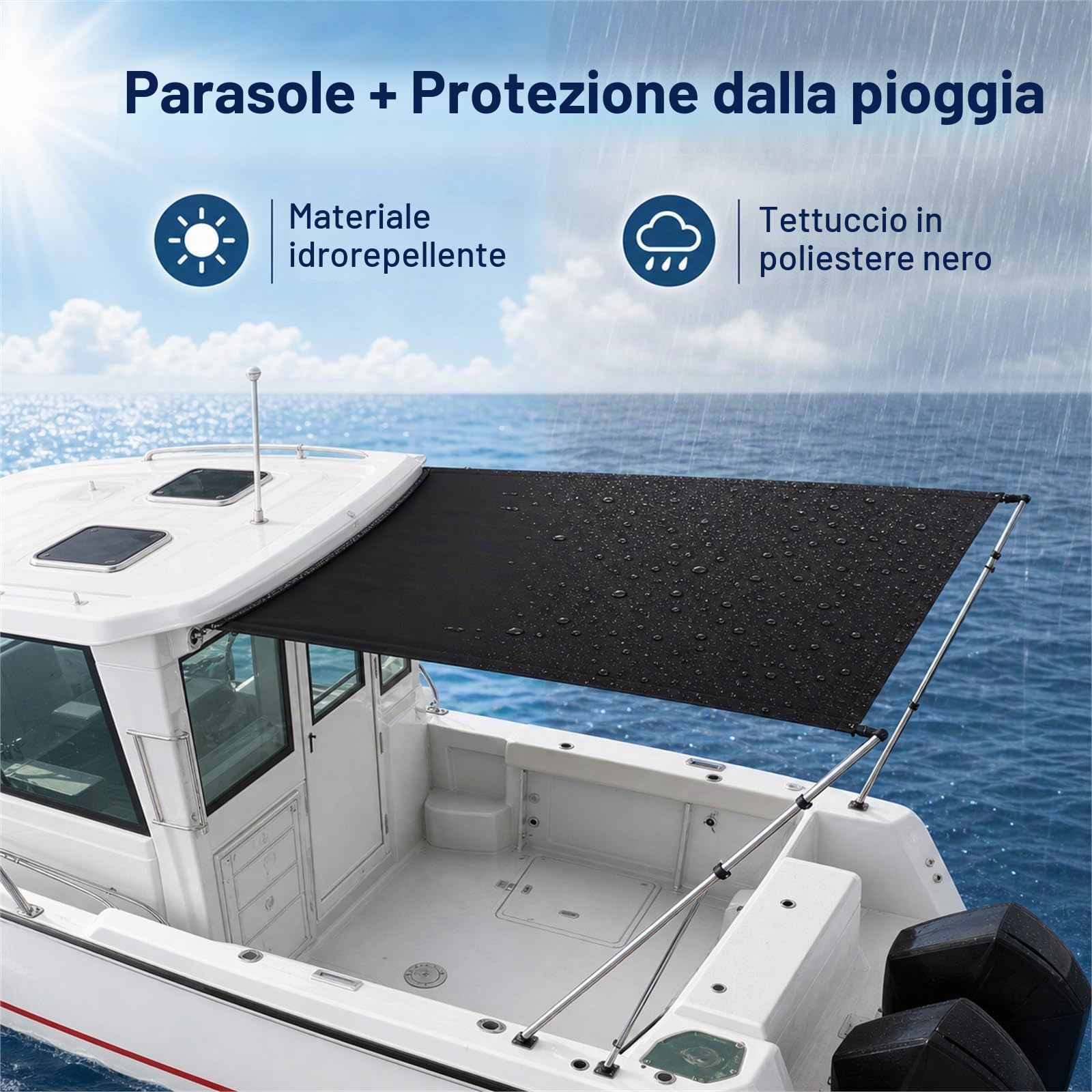Tendalino A T Estensione,Estensione Tendalino Barca,Capottina Parasole Tendalino Pieghevole,Resistente Ai Raggi UV,per Yachts,Motoscafi E Barche da Pesca