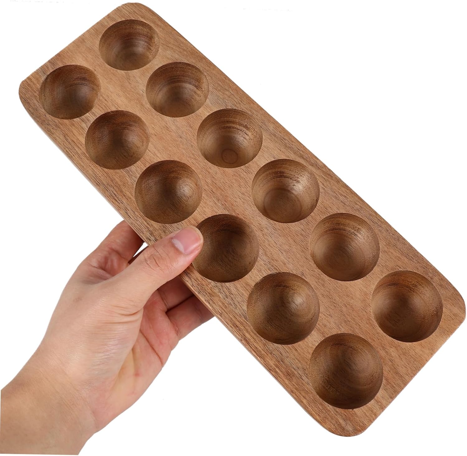 ABOOFAN 12Holes Wooden Egg Tray Kitchen Egg Holder for Countertop Refrigerator Storage Elegant Wood Crate for Eggs Design for Handling and Neat Organization