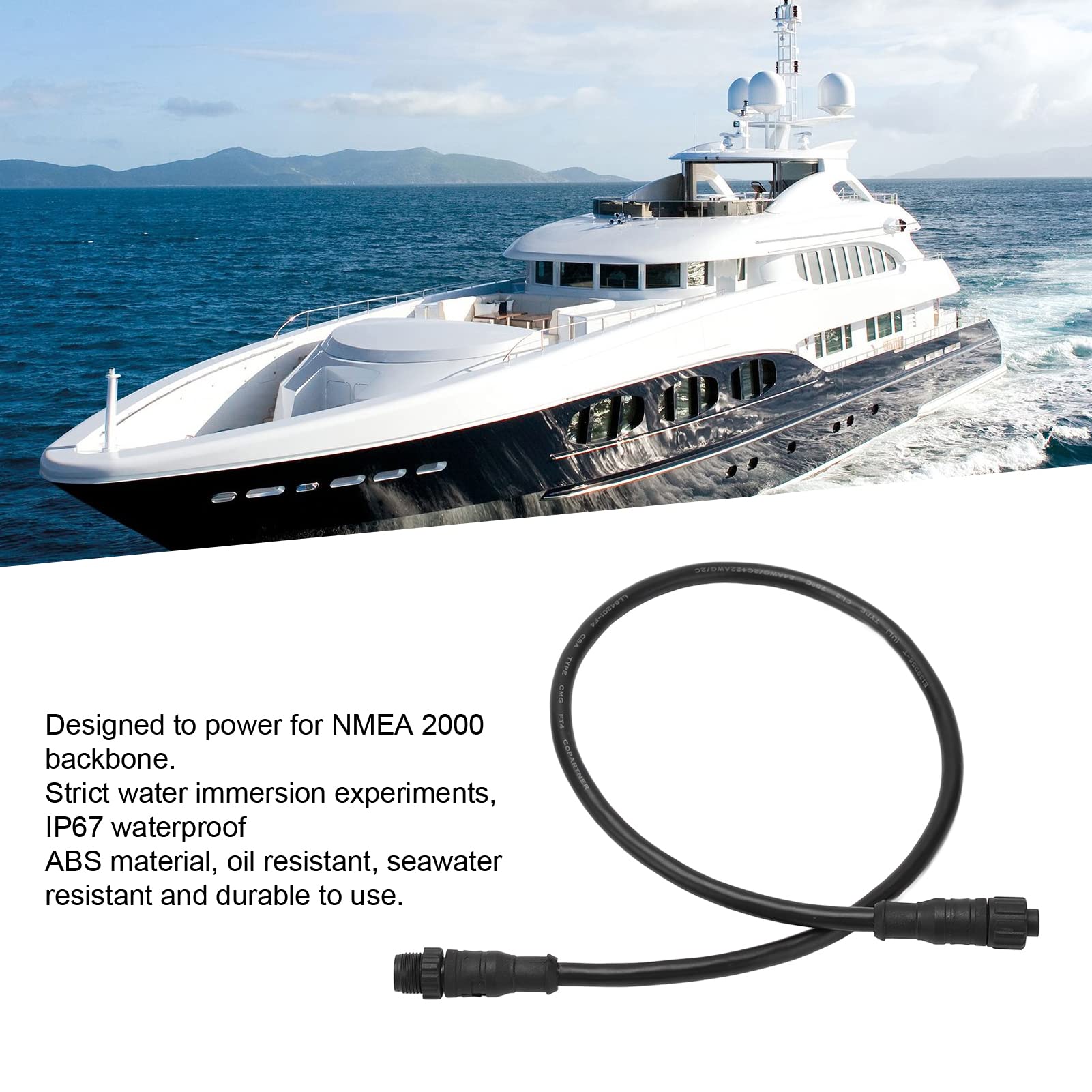Tbest Cable de Caída para N2K, para Cable Troncal NMEA2000 0,5 M 5 Pines IP67 Impermeable GPS Marino Accesorios para Redes Lowrance
