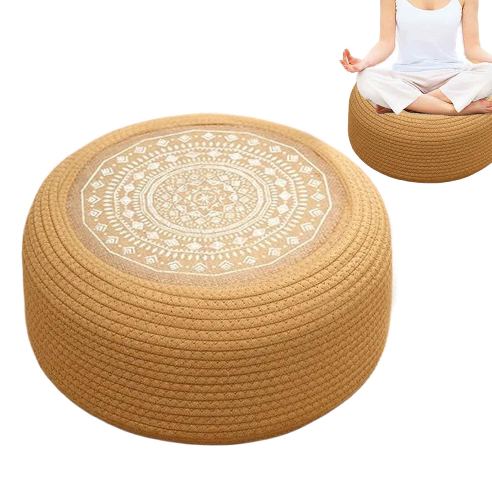 Tatami tressé main en paille naturelle pour méditation