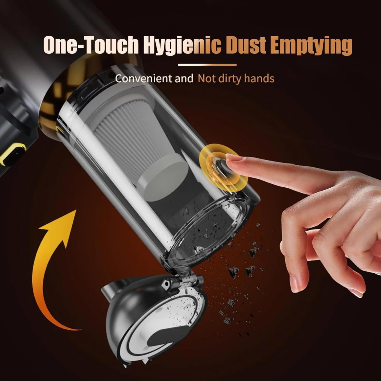 Aspirapolvere a mano a batteria, 27000 PA, vincitore del test, contenitore della polvere One Touch, senza fili, 3 marce, 270000 giri/min, aria compressa per auto, cucina, divano, ufficio