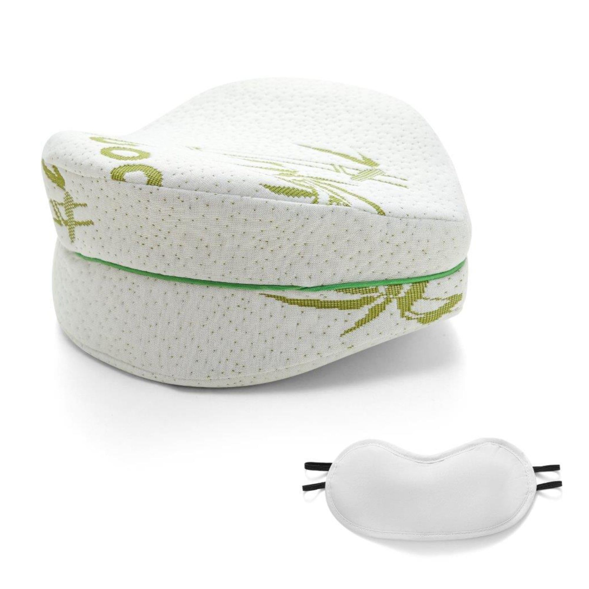 Velvetio White Memory Foam Leg Pillow For Side Sleepers, Ergonomic Sweetheart Knee Pillow With Sleep Mask, Orthopedic Leg Cushion For Sciatica Hip And Back Pain Relief, 27X24x12cm