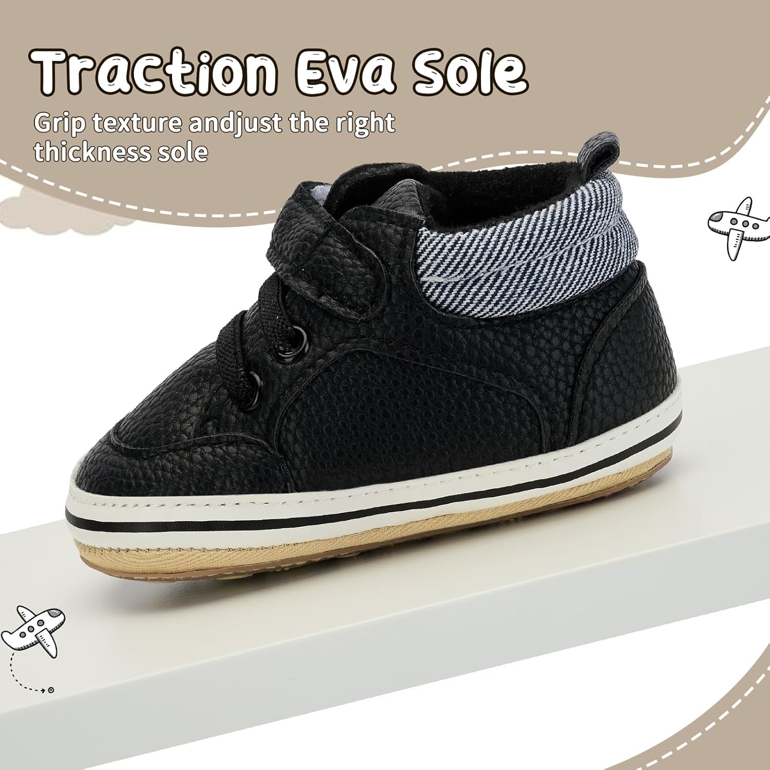 BACSAC Baby Boys Girls Non-Slip Sole High-Top PU Leather Infant Sneakers Toddler Crib First Walker Shoes - Image 3